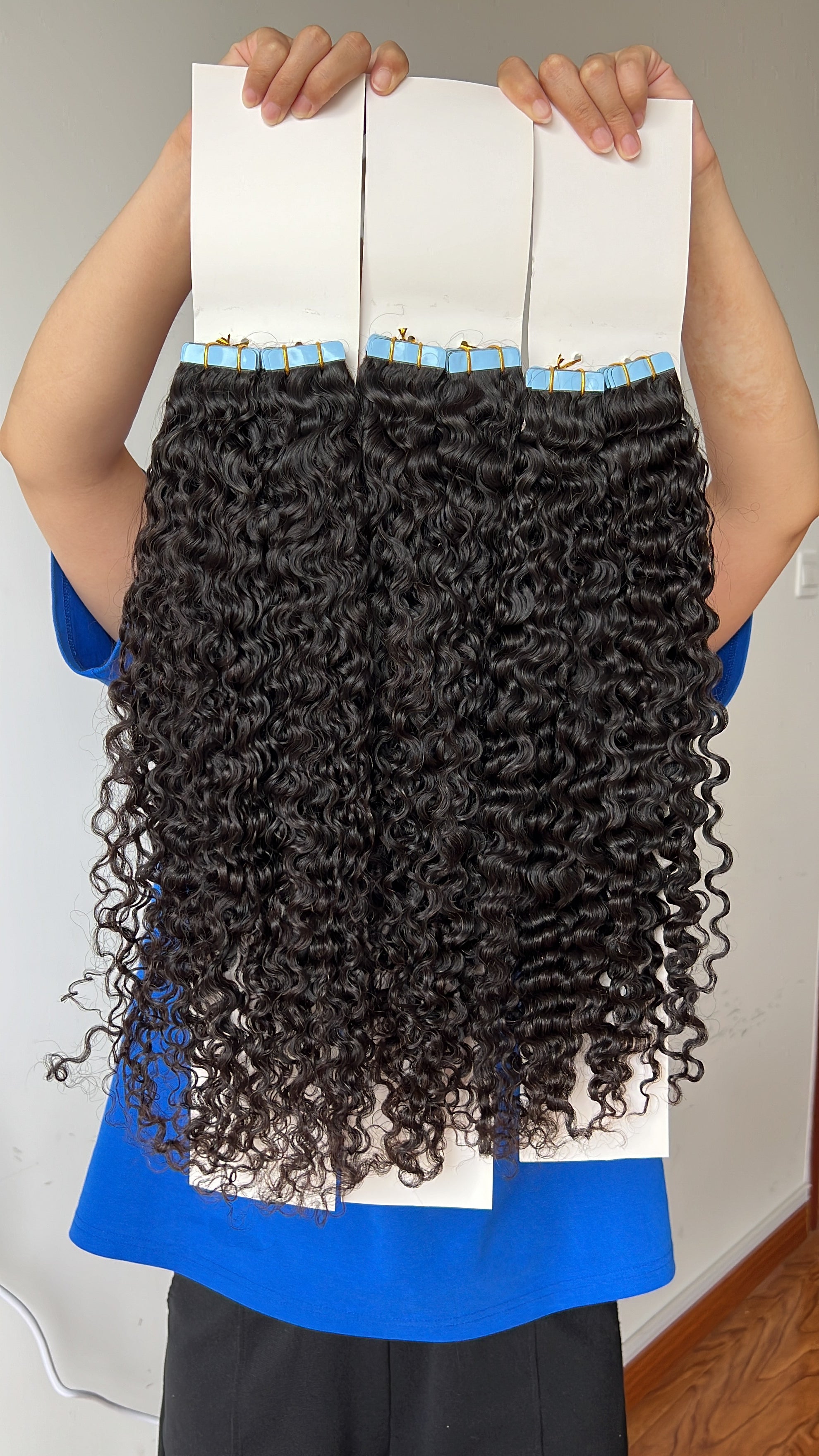 Invisible Tape in Extensions Burmese Curly Wholesale Price 100% Human Virgin Hair