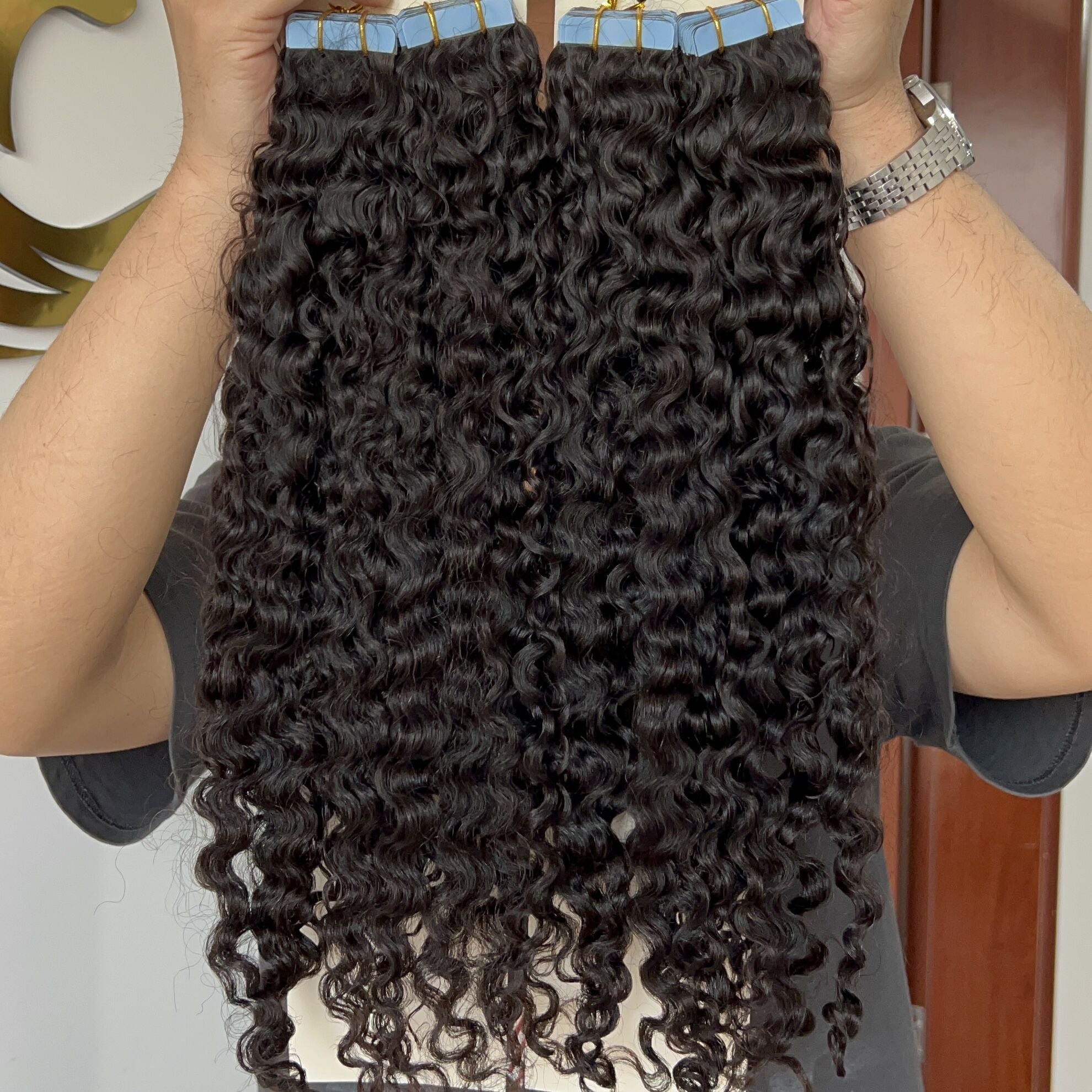 Tape in Extensions Burmese Curl Wholesale Price 100% 12A Virgin Hair