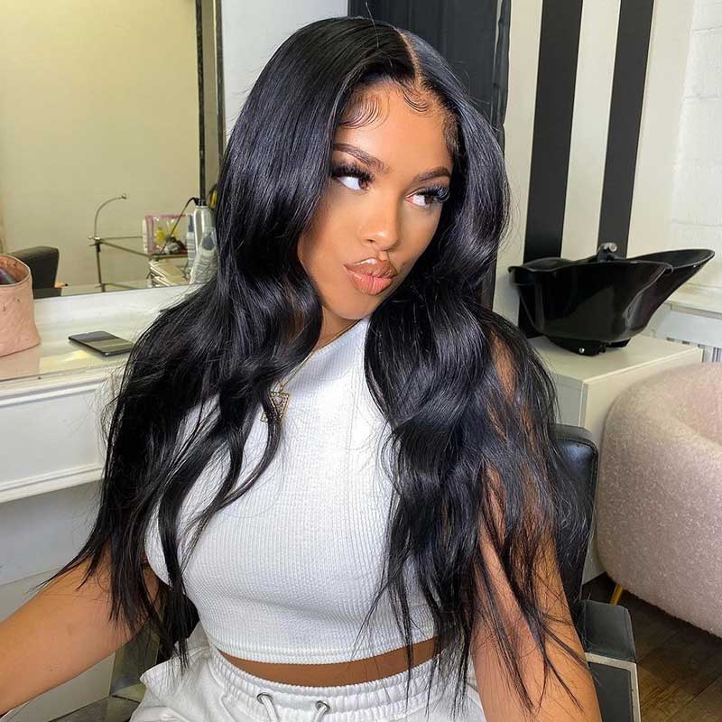 HoomyHair 13x4 HD Lace Front Wig Natural Wave Undetectable Skin Melt Human Hair Lace Wig