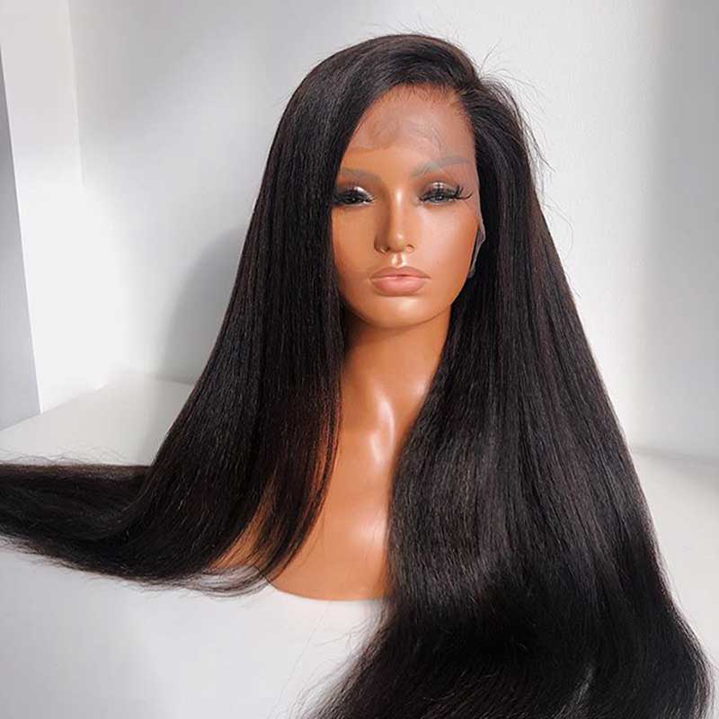 HoomyHair 13x4 HD Lace Front Wig Undetectable Skin Melt Human Hair Kinky Straight Lace Wig