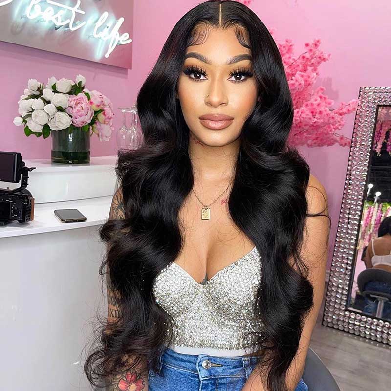 HoomyHair 13x4 HD Lace Front Wig Graceful Wavy Undetectable Skin Melt Human Hair Lace Wig