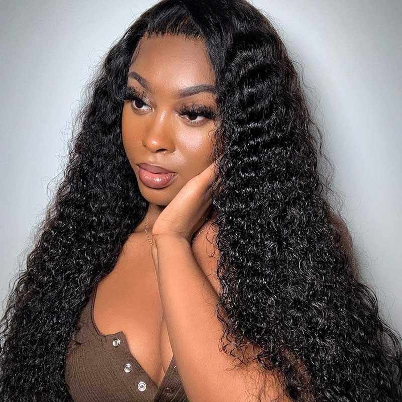 HoomyHair 13x4 HD Lace Front Wig Undetectable Skin Melt Human Hair Curly Lace Wig