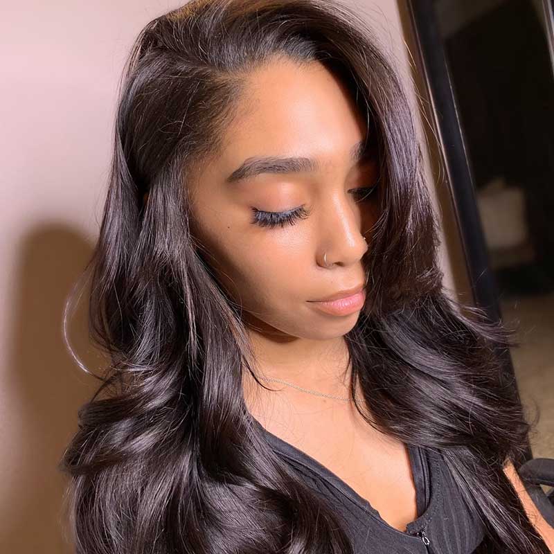 HoomyHair 13x4 Lace Front Wig Wavy Undetectable Skin Melt Human Hair Lace Wig