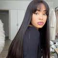 HoomyHair 13x4 Straight with Bang HD Lace Front Wig Undetectable Skin Melt Human Hair Lace Wig