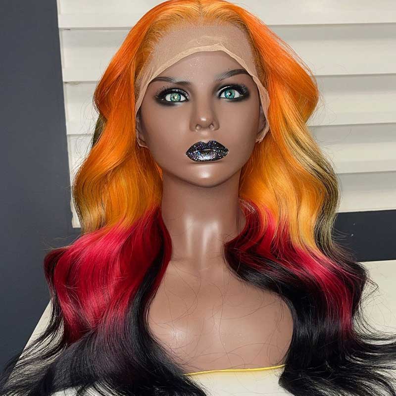 HoomyHair Custom Color 🔥🔥❤️🧡💣 13x6 HD Lace Front Human Hair Wig