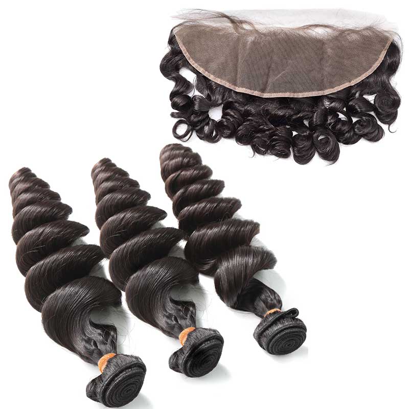 HoomyHair Loose Wave 10A TOP Quality Virgin Hair 3 Bundles with 13X4 HD Frontal