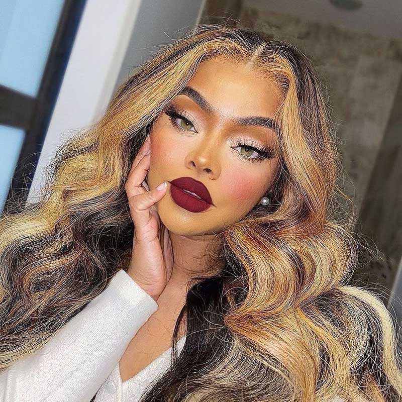 HoomyHair Piano Color 1B/4/27 13x6 HD Lace Front Human Hair Wig