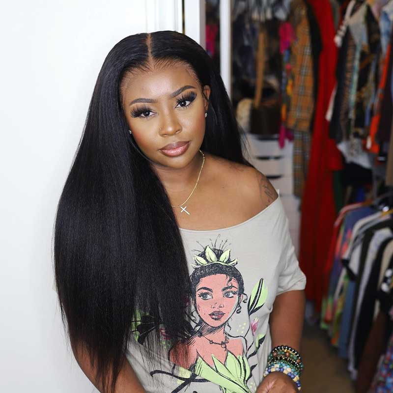 HoomyHair 13x6 Kinky Straight Undetectable Skin Melt Lace Front Human Hair Wig