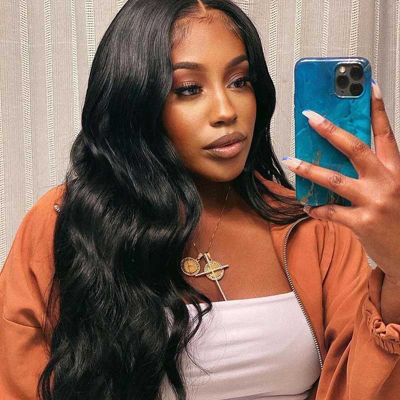 HoomyHair Wavy 13x6 Wavy Undetectable Skin Melt Lace Front Human Hair Wig