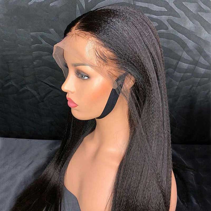 HoomyHair 13x6 Yaki Straight Undetectable Skin Melt Lace Front Human Hair Wig