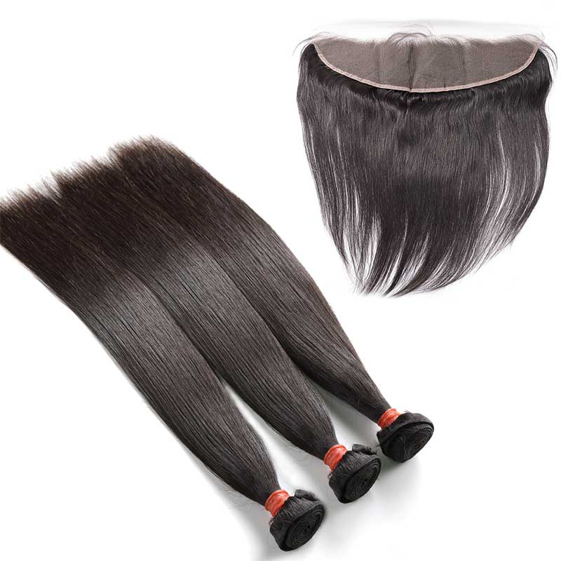 HoomyHair Straight 10A TOP Quality Virgin Hair 3 Bundles with 13X4 HD Frontal