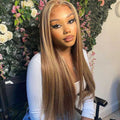 HoomyHair Straight 13x6 HD Lace Front Human Hair Wig Piano Color #4/27