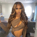 HoomyHair Wavy 13x6 HD Lace Front Human Hair Wig Highlight Color