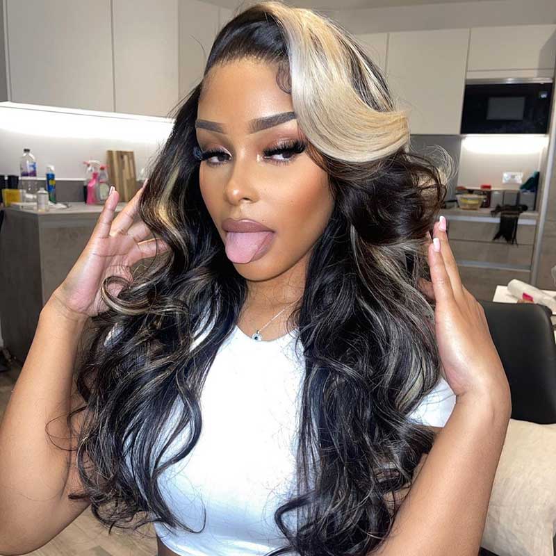 HoomyHair Wavy 13x6 HD Lace Front Human Hair Wig Highlight Color 🐿
