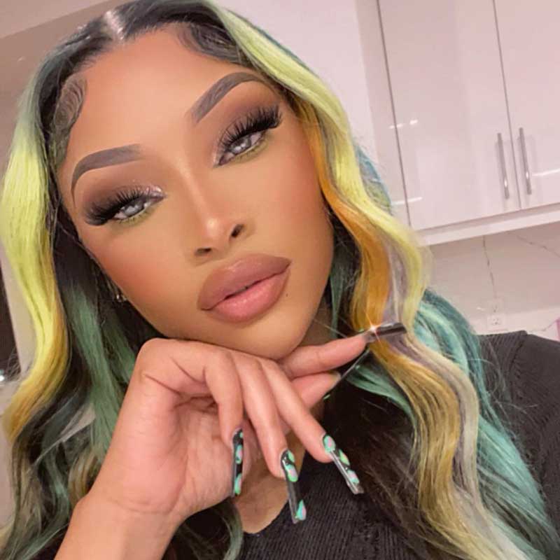 HoomyHair Wavy Highlight Haven 💚💦 13x6 HD Lace Front Human Hair Wig