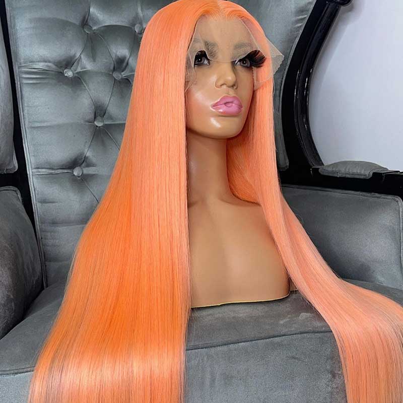 HoomyHair Wavy Peach Bellini 13x6 HD Lace Front Human Hair Wig