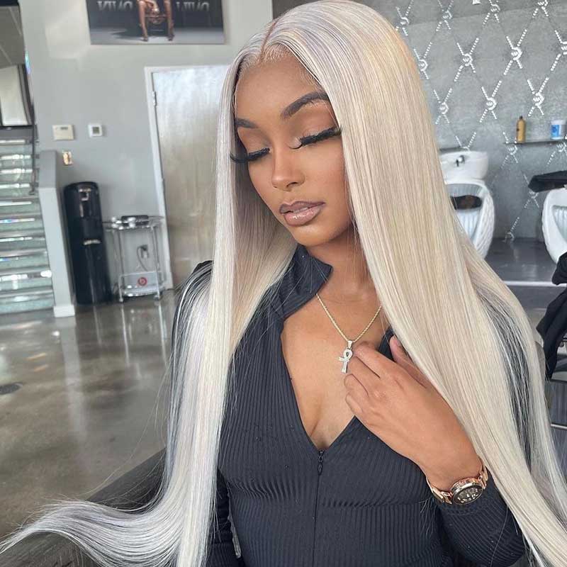 HoomyHair Wavy Silver Grey Color 🤍 13x6 HD Lace Front Human