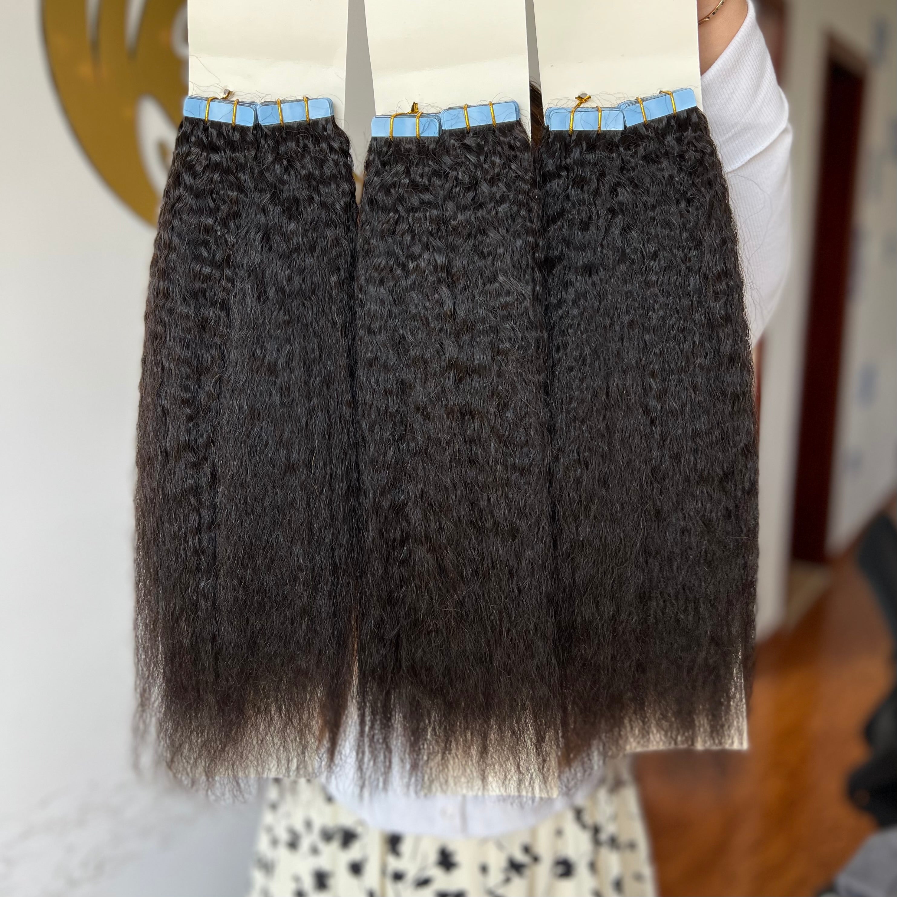 Tape in Extensions Kinky Straight Wholesale Price 100% Human Virgin Hair