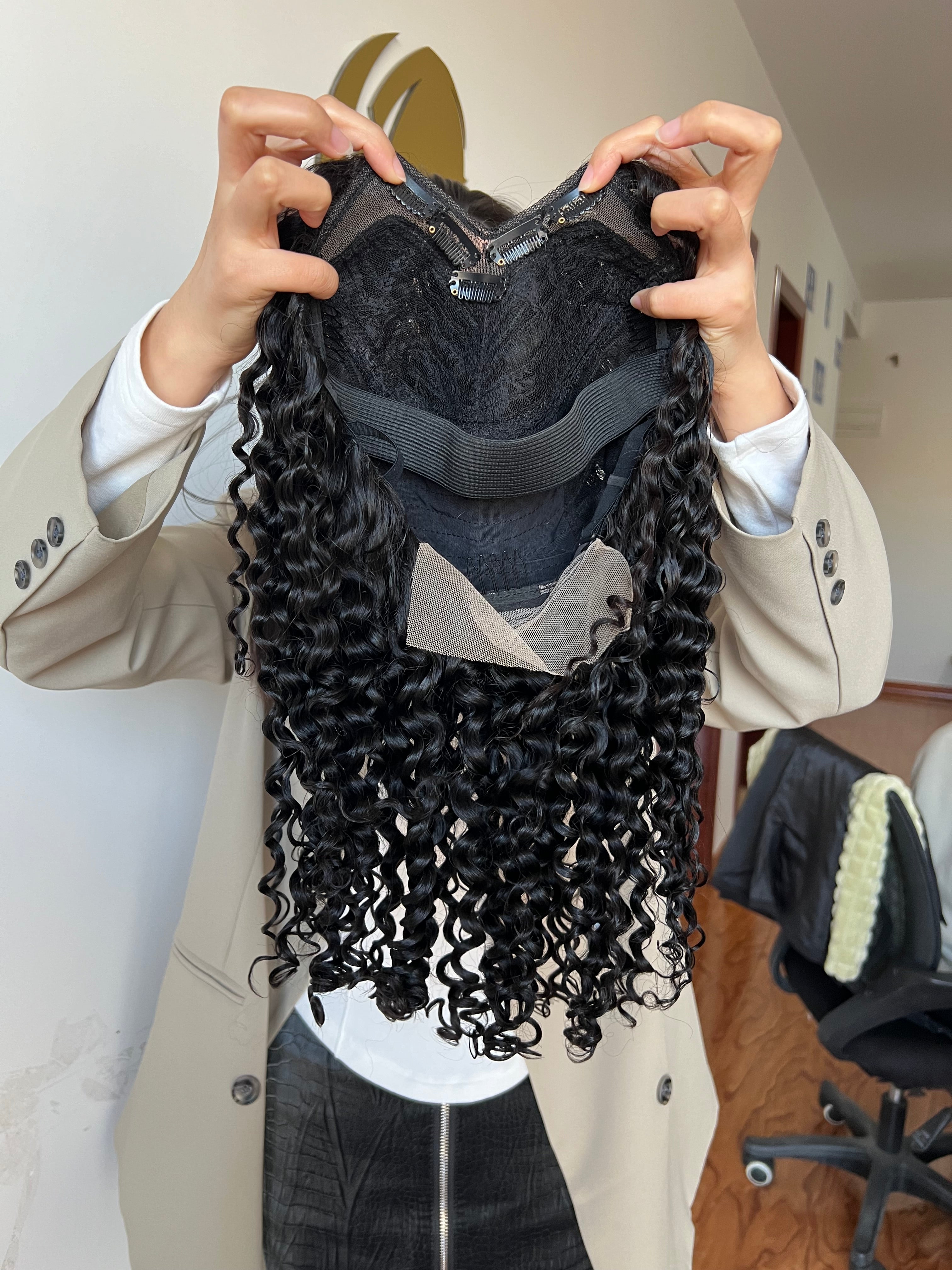 Back view of V-part Wig Loose Curly – Lightweight & Natural Volume