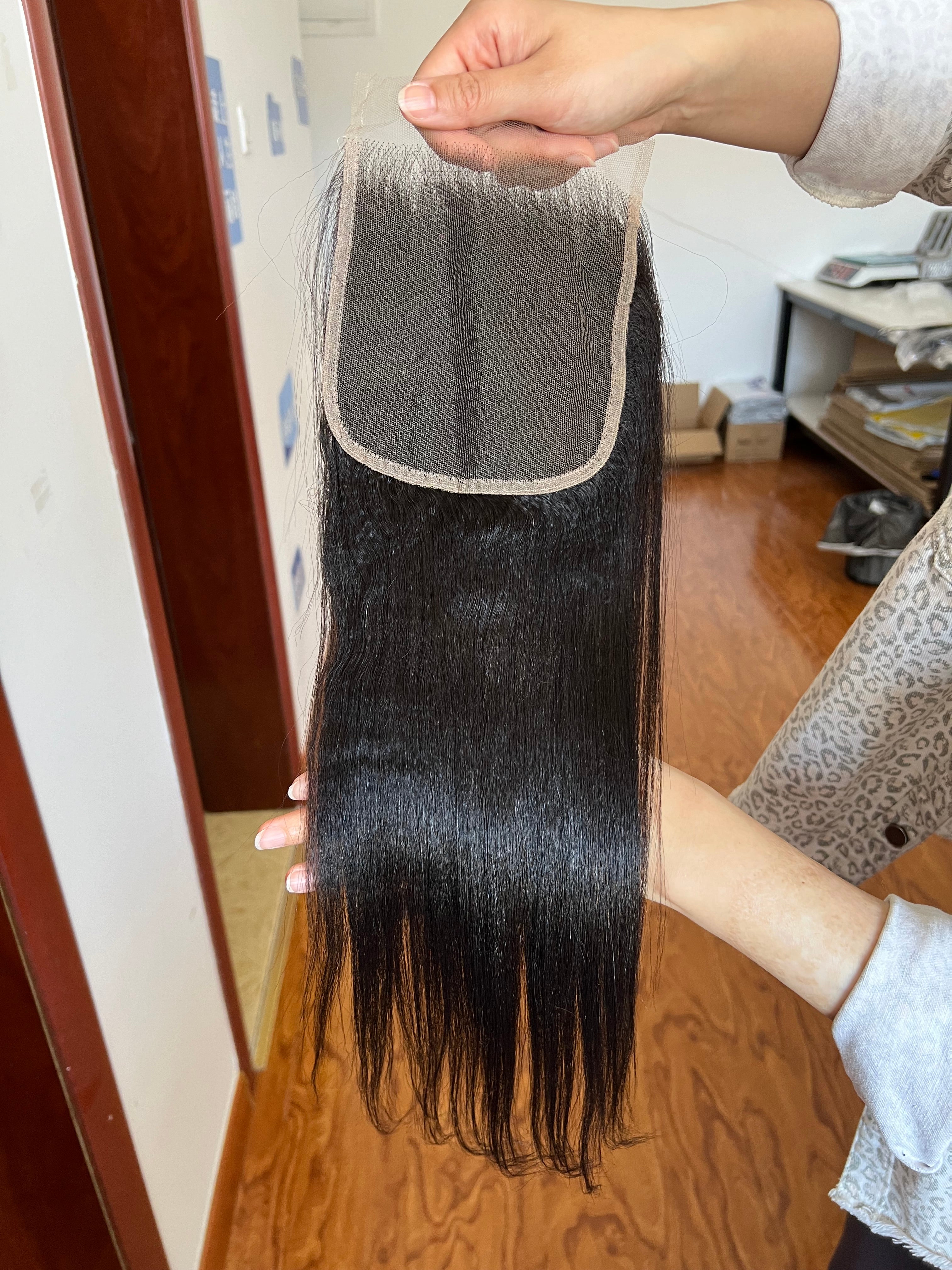 Back view of HD Lace Closure Light Yaki – Relaxed Natural Straight Texture
