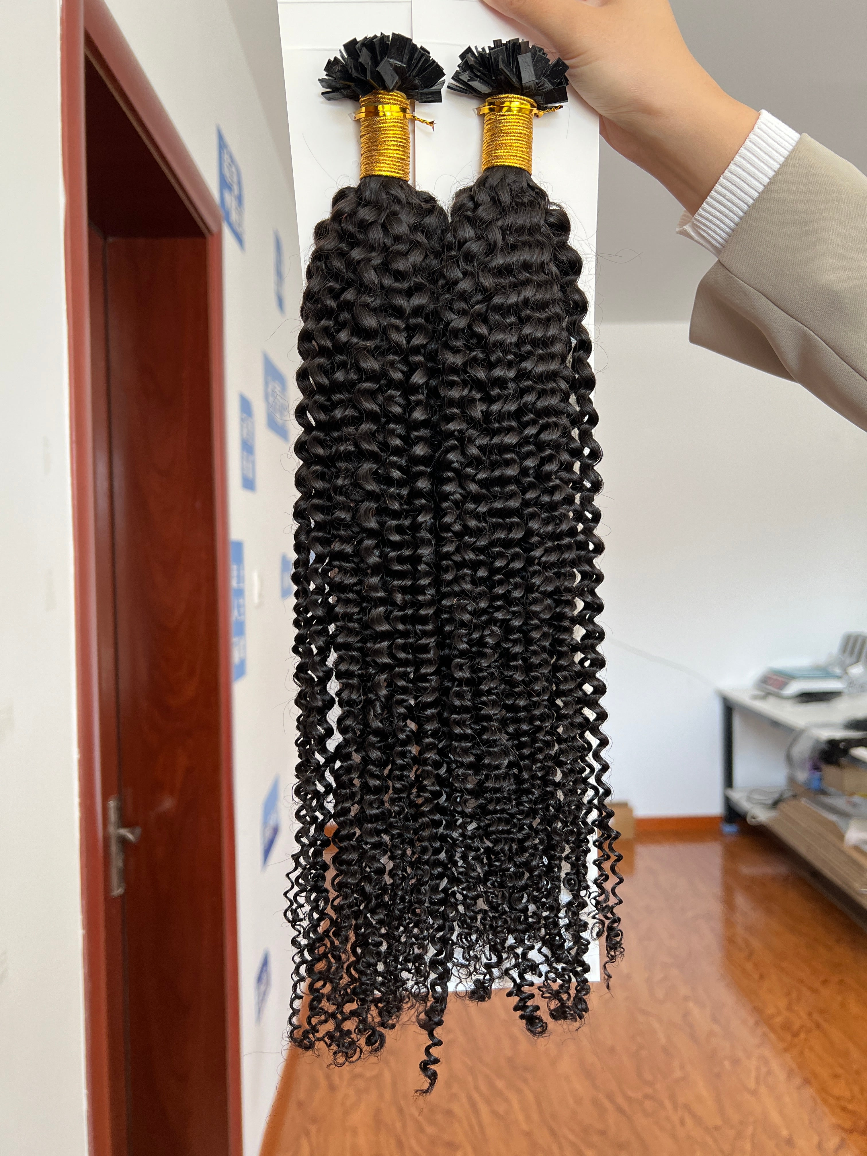 Virgin Kinky Curly Flat-Tip Hair Extensions Wholesale Price