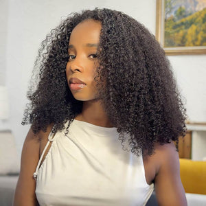 Side view of Flip-over Half Wig Kinky Curly – 100% Human Hair, Tight & Bouncy Natural Curls