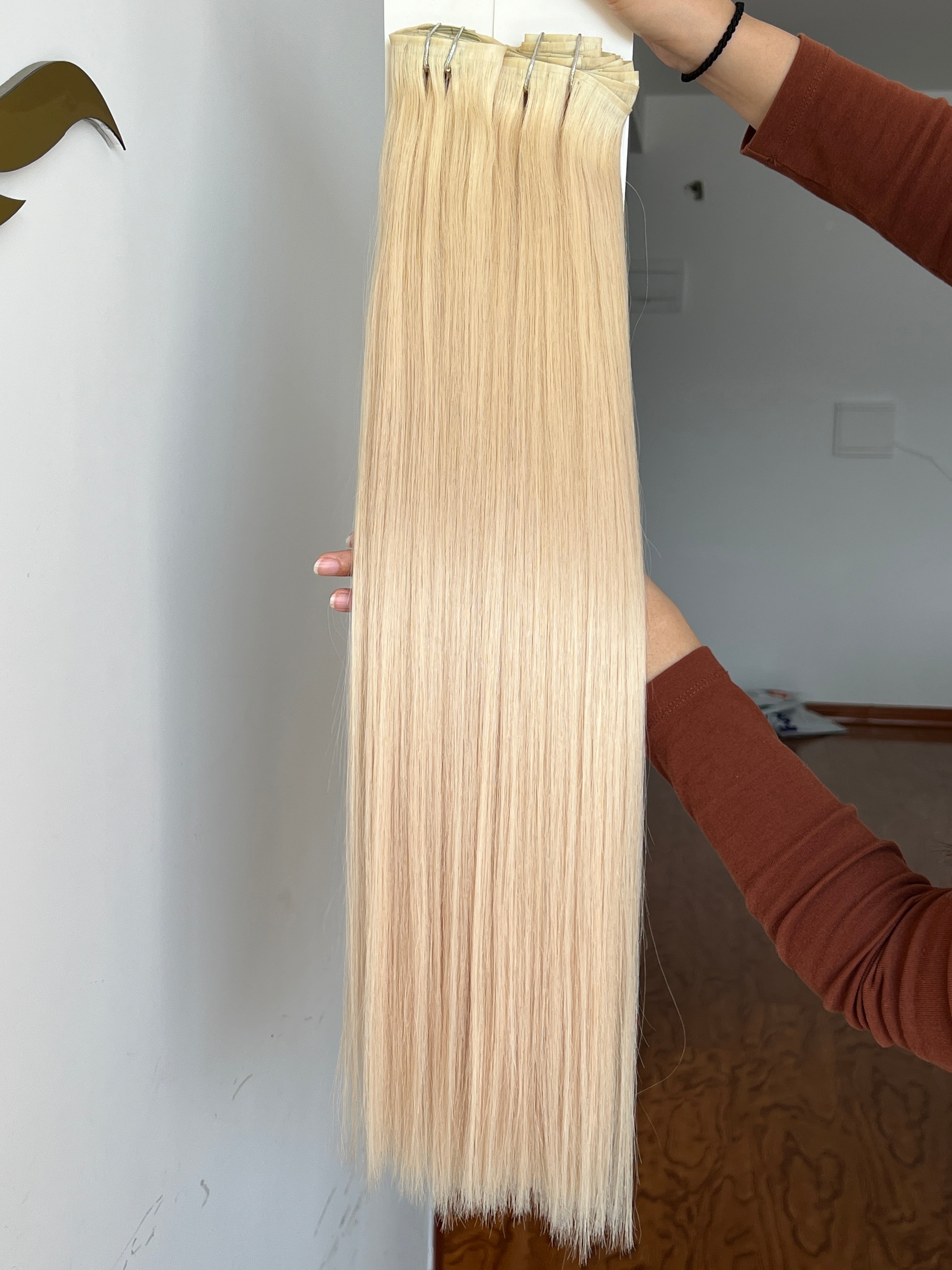 13A Virgin Hair Seamless Clip-ins Straight Double Drawn #60