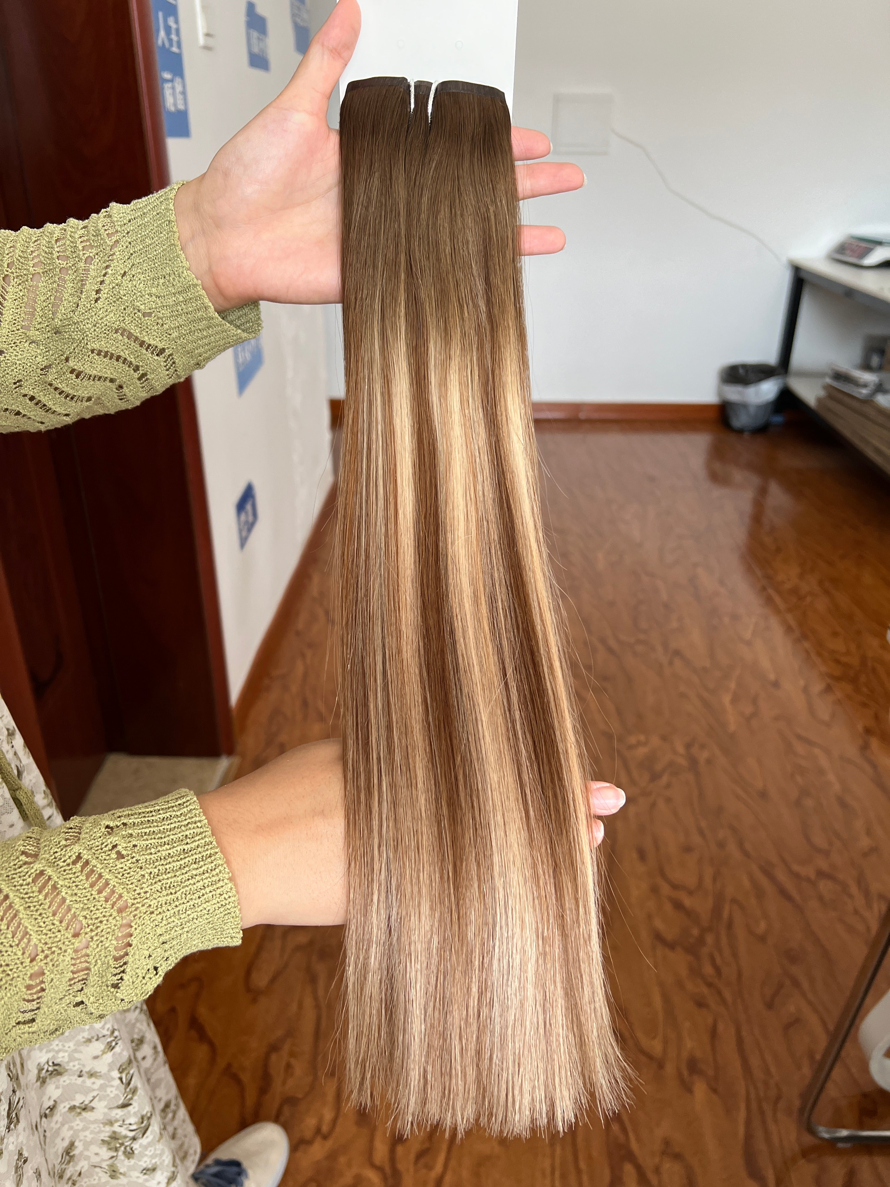 13A Virgin Hair Seamless Clip-ins Straight Double Drawn #T2P4/24
