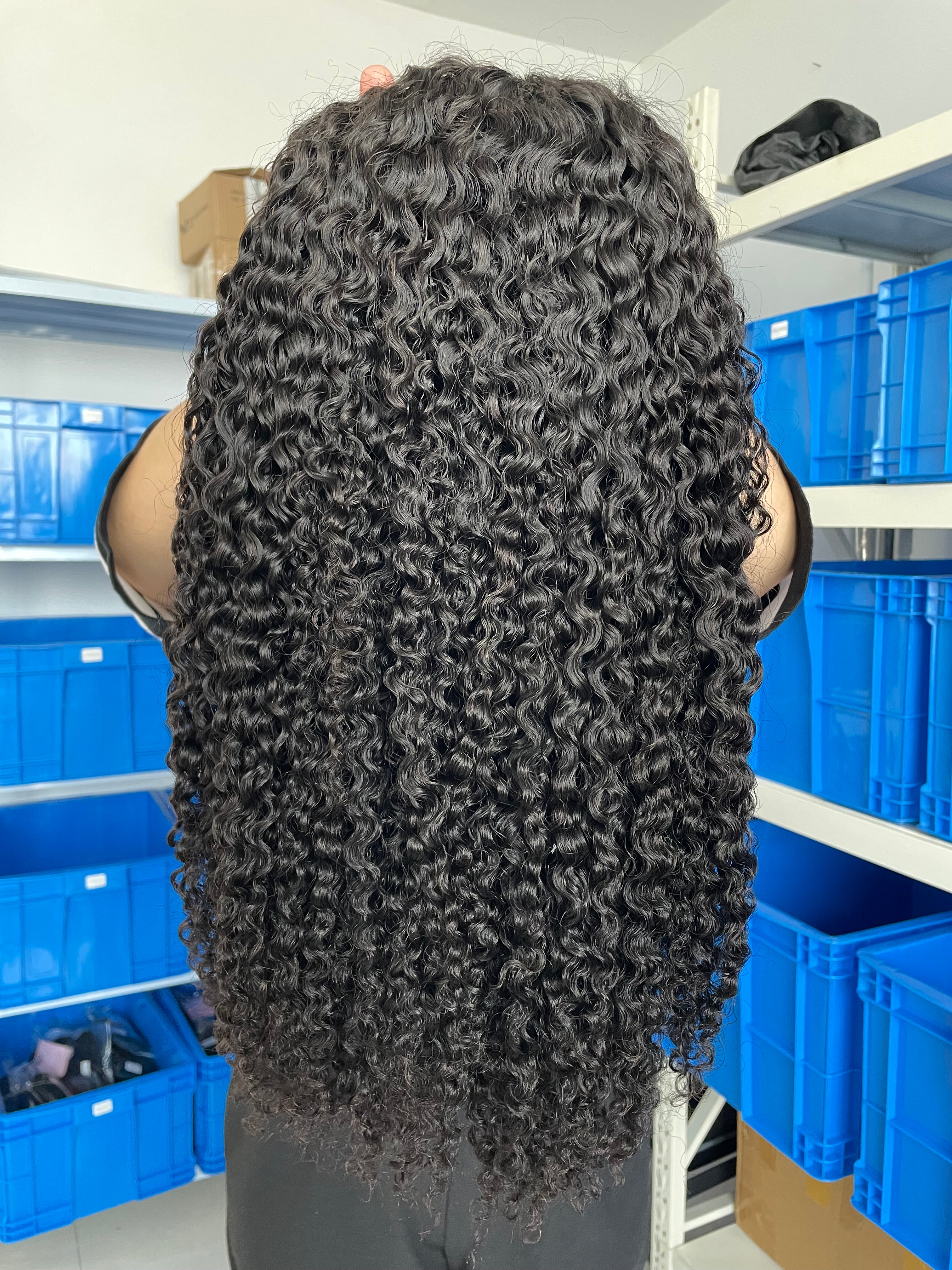 Frontal view of Flip-over Half Wig Burmese Curly – 100% Human Hair, Authentic Burmese Texture