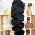 flip-over half wig body wave human hair – natural blend, front view

