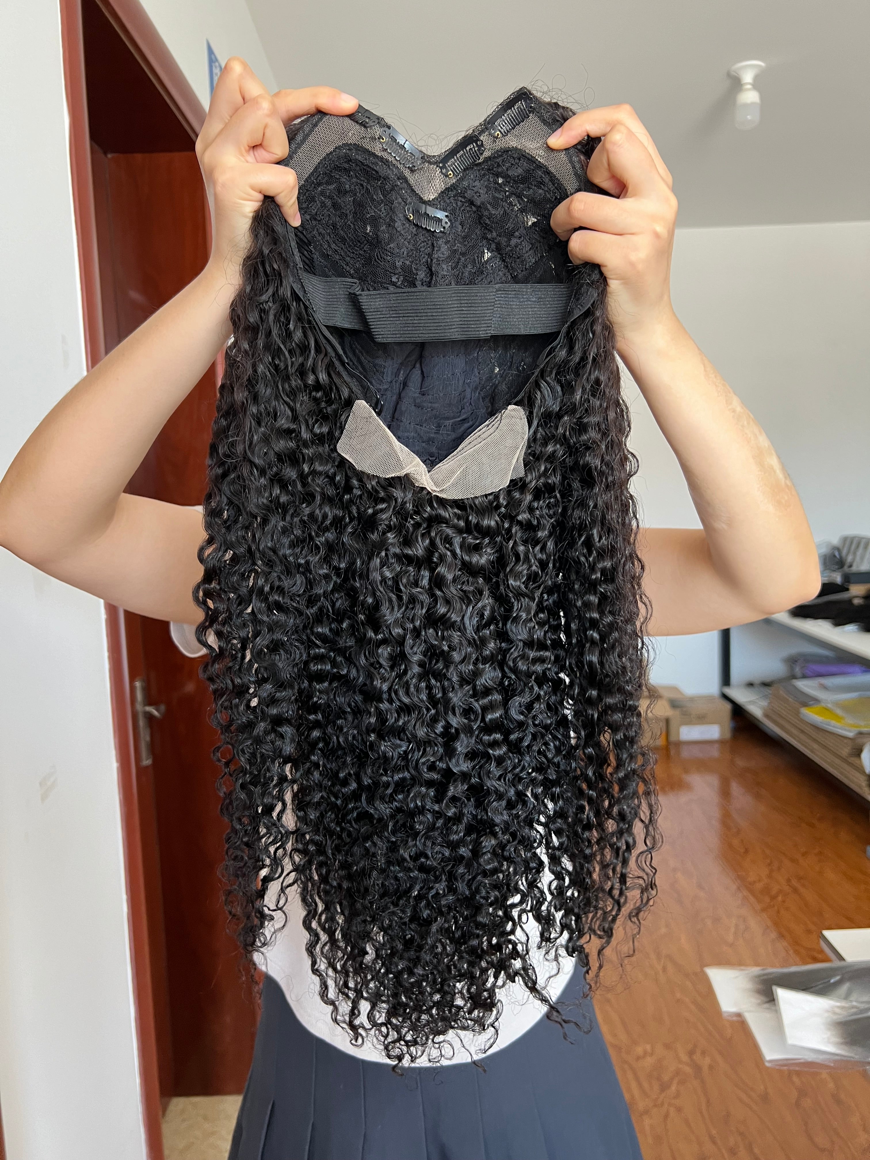 Back view of V-part Wig Burmese Curly – Authentic Burmese Texture