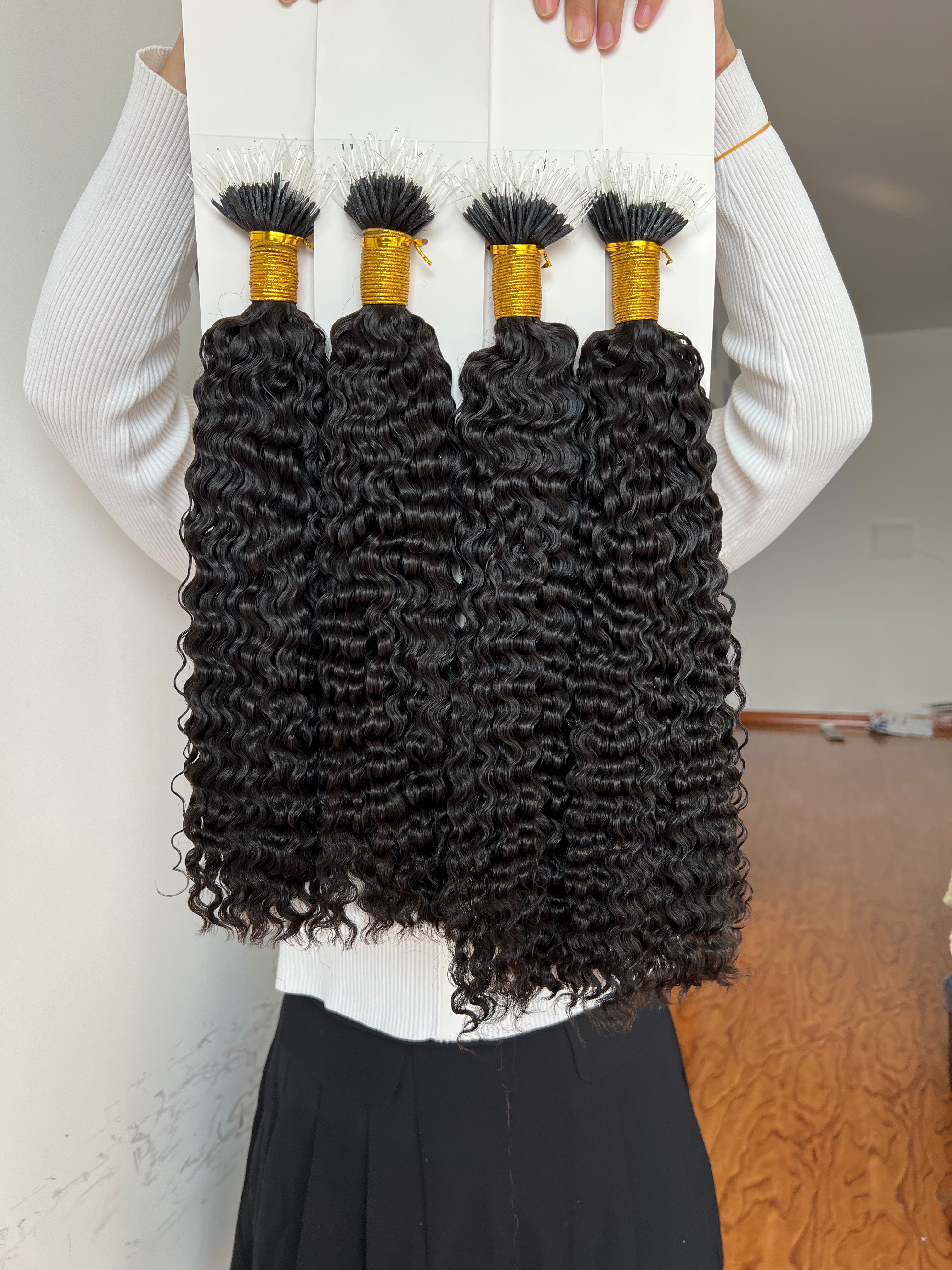 400gram 16-16-18-18 DEAL F-Tip Hair Extensions 0.8g/pcs Burmese Curl 100% 13A Virgin Human Hair