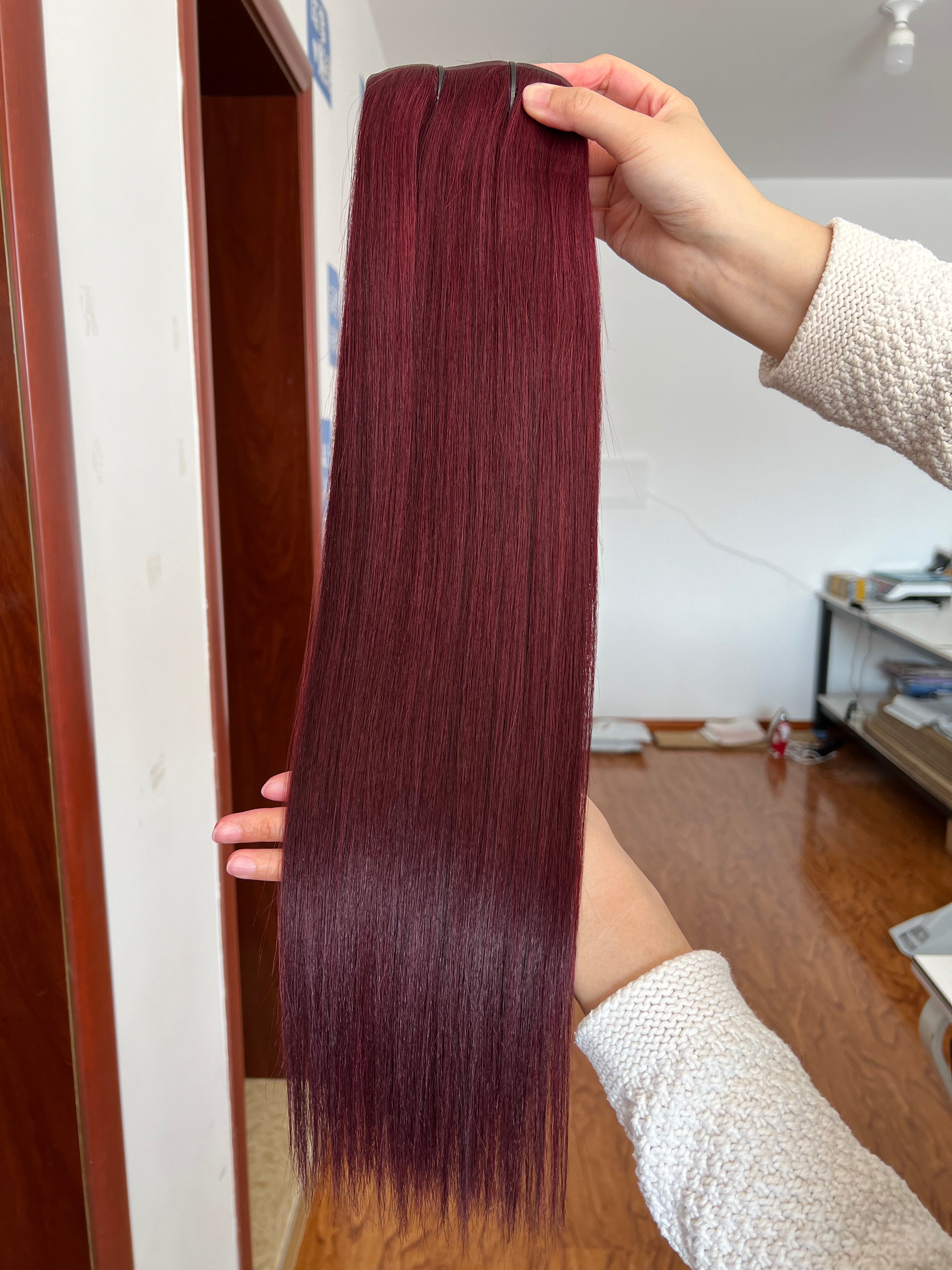13A Virgin Hair Seamless Clip-ins Straight Double Drawn #99J
