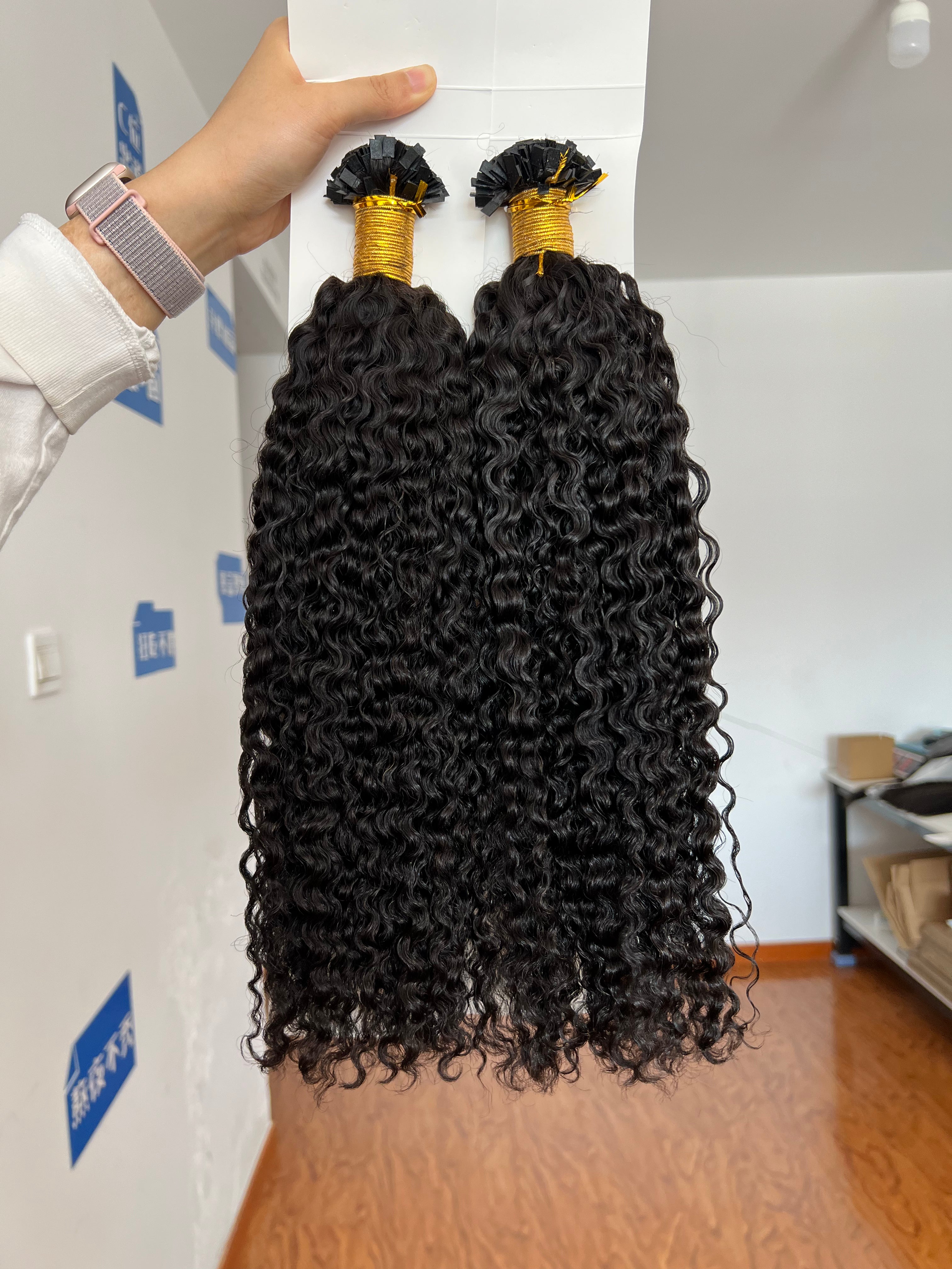 Flat Tip Hair Extensions 1g/pcs Burmese Curl Wholesale Price