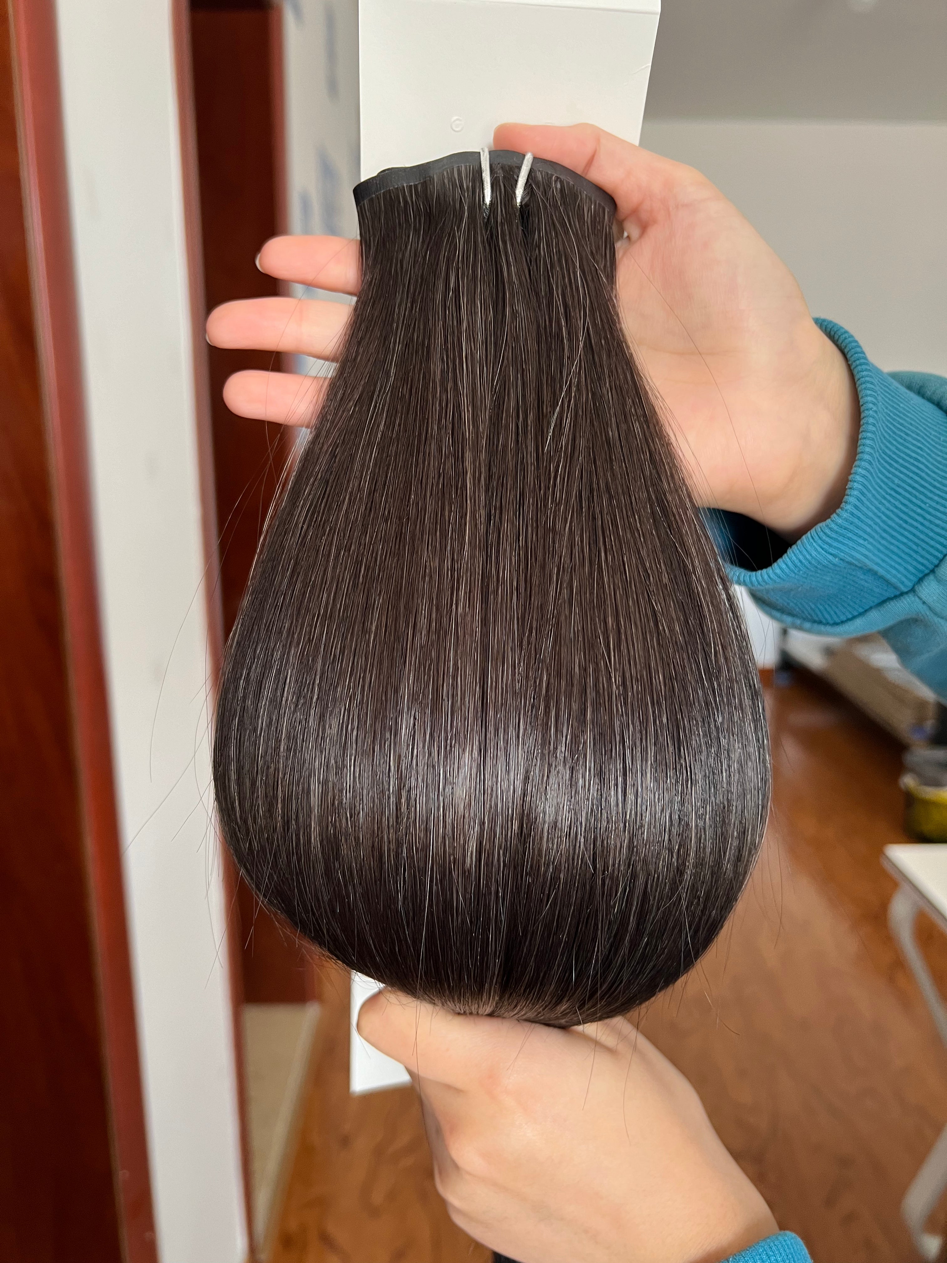 13A Virgin Hair Seamless Clip-ins Straight Double Drawn #M1A/SILVER