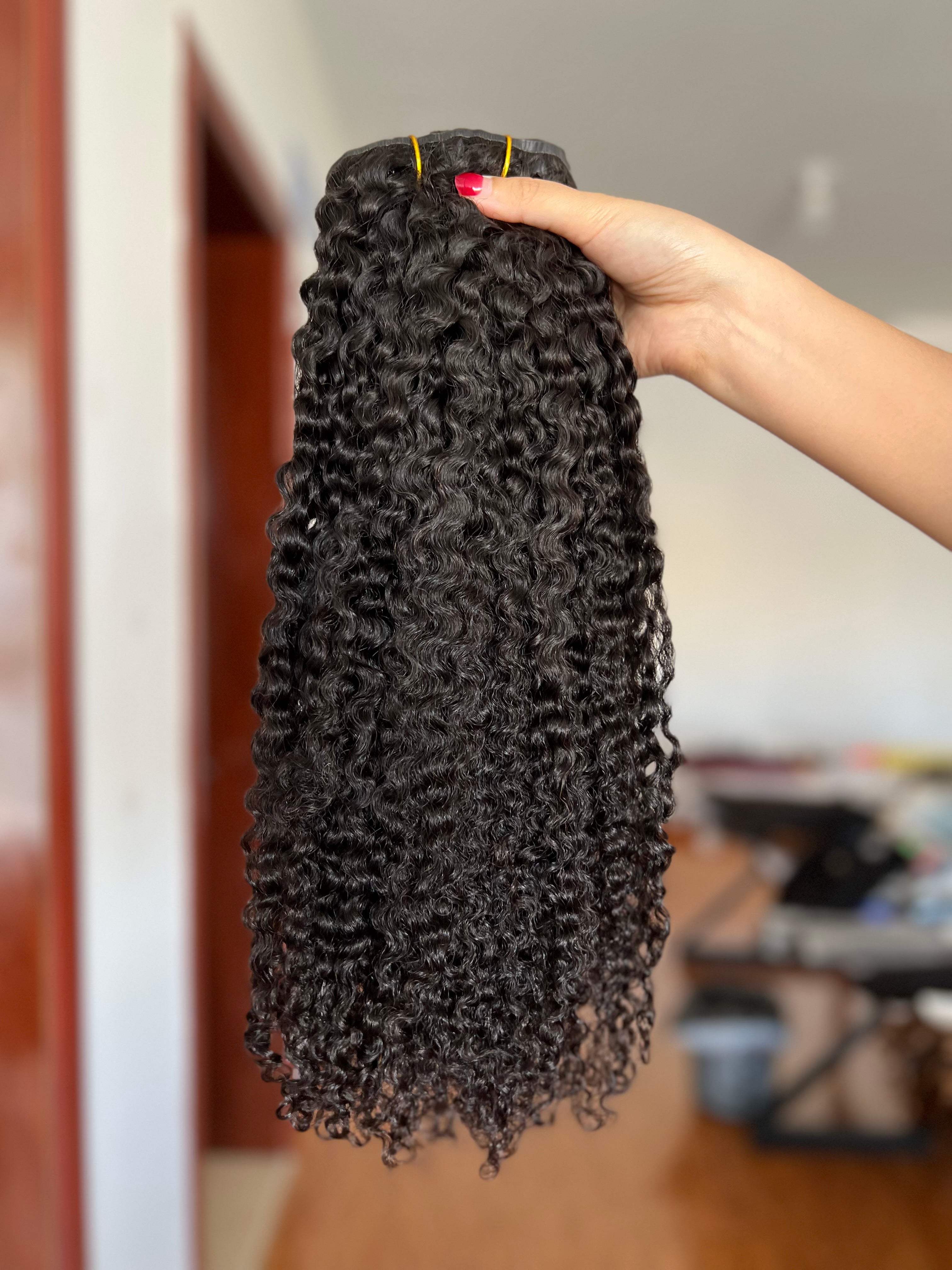 13A Virgin Hair Seamless Clip-ins Burmese Curl Double Drawn
