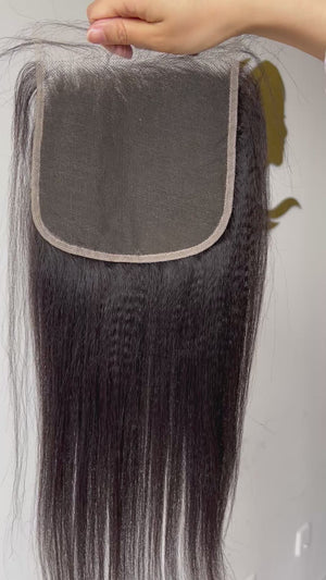 HD Lace Closure Yaki Straight – Relaxed Natural Straight, 100% Human Hair