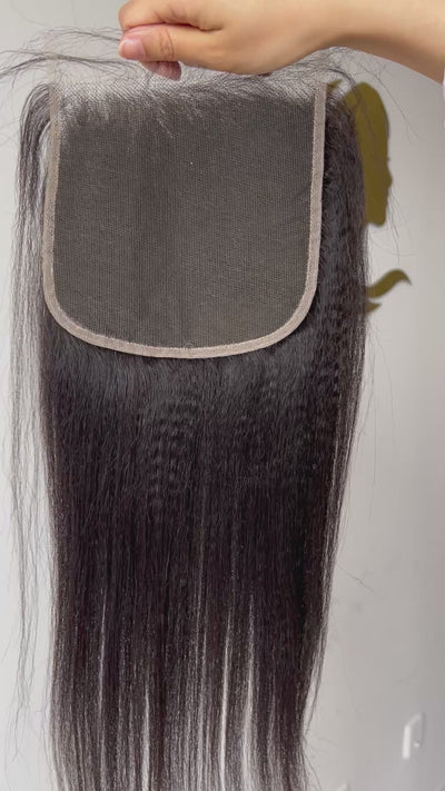 HD Lace Closure Yaki Straight – Relaxed Natural Straight, 100% Human Hair