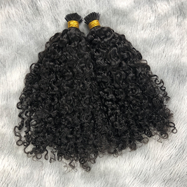 Virgin Burmese Curly I-Tip Hair Extensions Wholesale Price