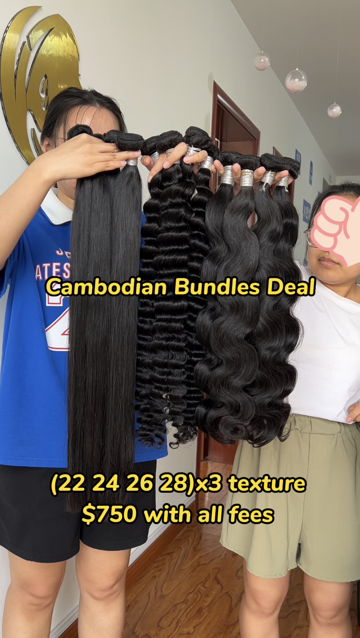 Cambodian Bundle Deal 22" 24" 26" 28" Straight Deep Wave Body Wave 3 textures $750