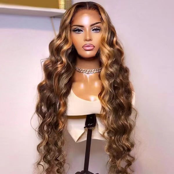 Mix Color Highlight Loose Body Wave Lace Frontal Wig