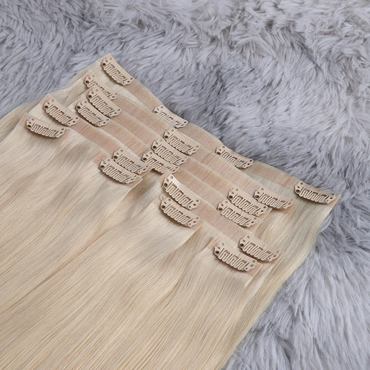 13A Virgin Hair Seamless Clip-ins Straight Double Drawn 60#