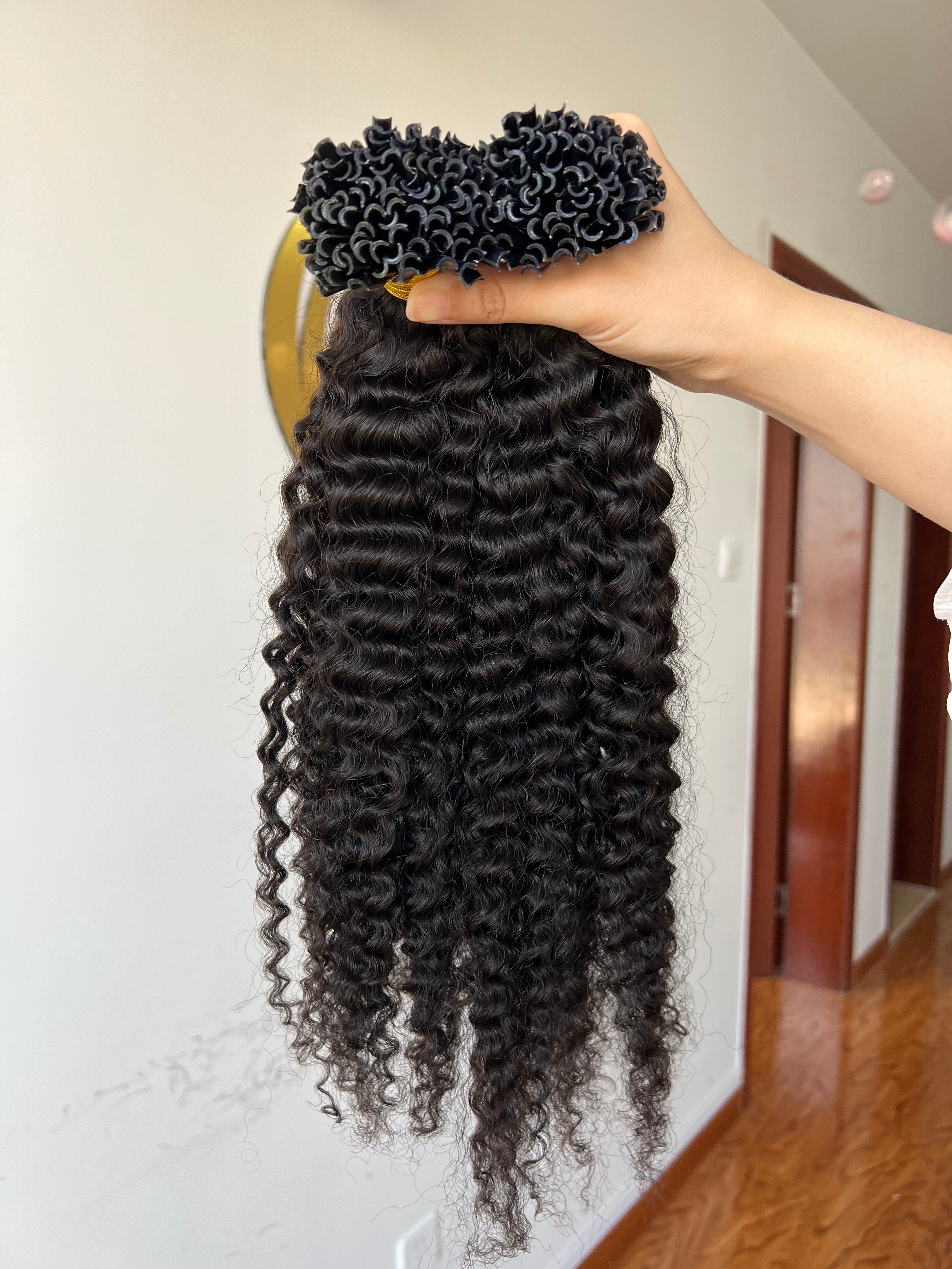 U Tip Hair Extensions 0.8g/pcs Deep Curl Wholesale Price 100% 12A Virgin Hair