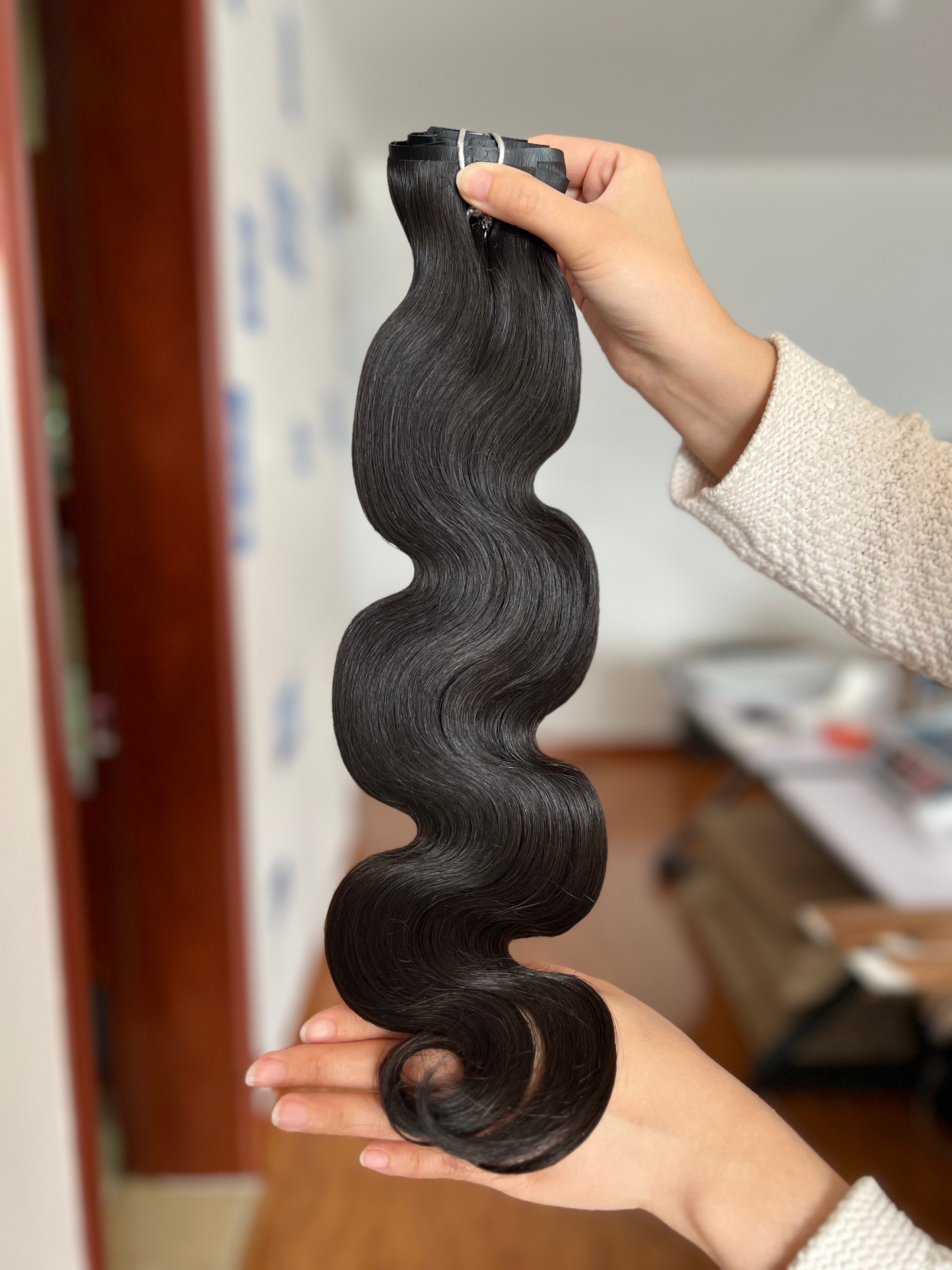 13A Virgin Hair Seamless Clip-ins Body Wave Double Drawn