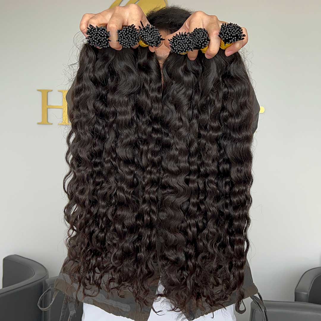 Micro Link Thin Tip Hair Extensions 0.8g/pcs Water Wave Wholesale Price 100% 12A Virgin Hair