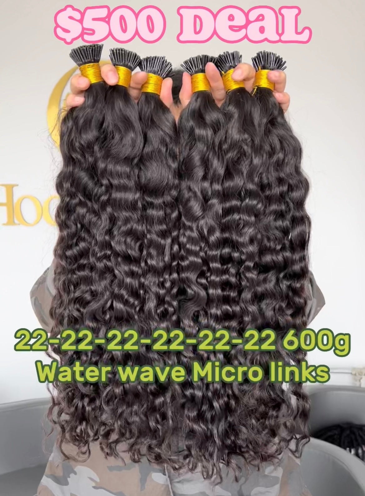 Burmese Hair Micro Link Thin Tip Hair Extensions 0.8g/pcs Water Wave $500 Super Dear 600g 22"*6