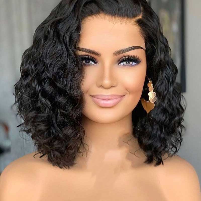 HoomyHair 13x4 HD Bob Lace Front Wig Human Brazilian Curl Style Bob Wig