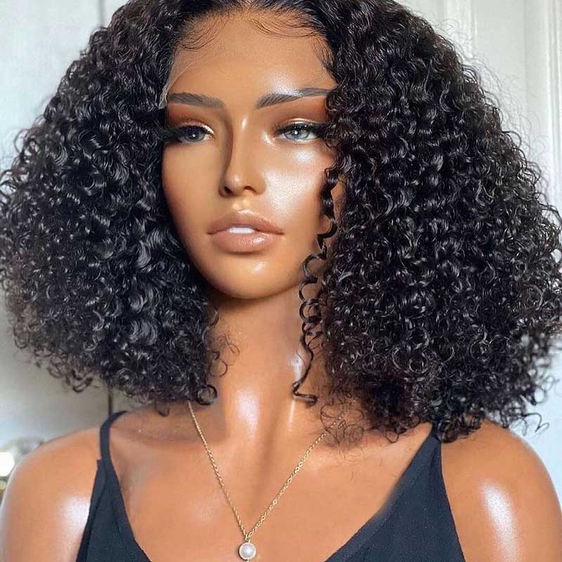 HoomyHair 13x4 HD Bob Lace Front Wig Human Deep Curly Bob Wig