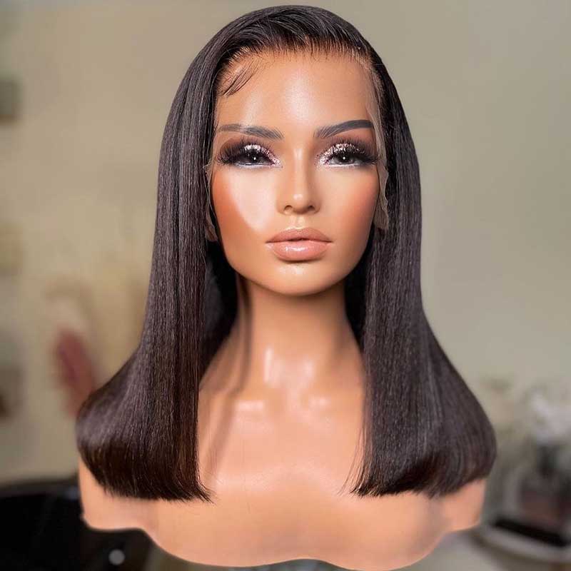 HoomyHair 13x4 HD Bob Lace Front Wig Human Hair Light Yaki