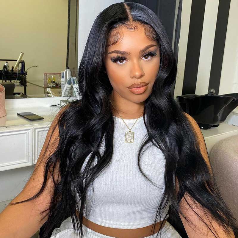 HoomyHair 13x4 HD Lace Front Wig Natural Wave Undetectable Skin Melt Human Hair Lace Wig